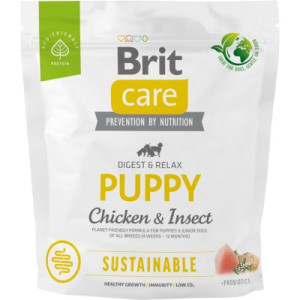 Сухой корм для собак Brit Care Dog Sustainable Puppy с курицей и насекомыми 1 кг (8595602558643)