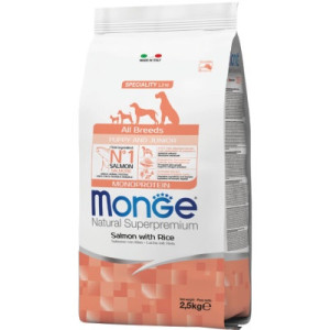 Сухой корм для собак Monge Dog All breeds Puppy&amp;Junior со вкусом лосося и рису 2.5 кг (8009470011204)