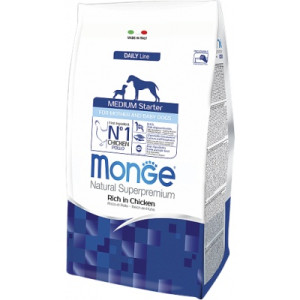 Сухой корм для собак Monge Dog Medium Starter со вкусом курицы с рисом 1.5 кг (8009470011600)