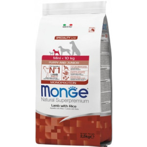 Сухой корм для собак Monge Dog Mini Puppy&amp;Junior со вкусом ягненка 2.5 кг (8009470011525)