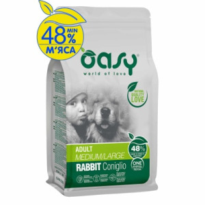 Сухой корм для собак OASY One Animal Protein ADULT Medium/Large с кроликом 18 кг (8053017349336)