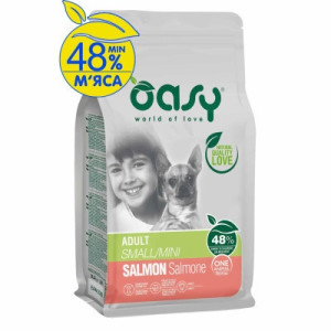 Сухой корм для собак OASY One Animal Protein ADULT Small/Mini с лососем 2.5 кг (8053017348513)