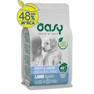 Сухой корм для собак OASY One Animal Protein PUPPY Medium/Large с ягненком 2.5 кг (8053017348490)