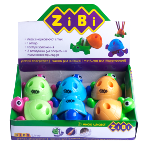 Точилка - подставка ЧЕРЕПАШКА с контейнером, 1 отв., 6 шт. в дисплее, KIDS Line ZIBI (ZB.5535)