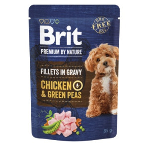 Вологий корм для собак Brit Premium Fillets in Gravy Chicken &amp; Green Peas для малих порід 85 г (8595602572434)