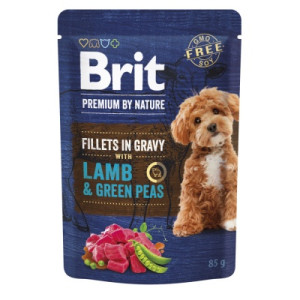 Вологий корм для собак Brit Premium Fillets in Gravy Lamb &amp; Green Peas для малих порід 85 г (8595602572465)