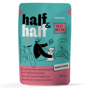 Вологий корм для собак Half&amp;Half шматочки яловичини в соусі 100 г (4820261921267)