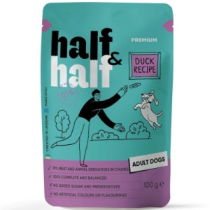 Вологий корм для собак Half&amp;Half шматочки качки в соусі 100 г (4820261921243)