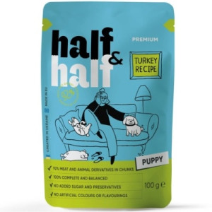 Вологий корм для собак Half&amp;Half шматочки індички в соусі 100 г (4820261921212)