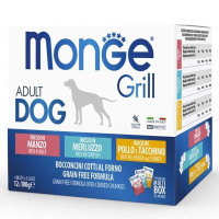 Влажный корм для собак Monge Dog Grill Mix Chicken and Turkey, Beef, Cod Fish 12*100 г (8009470017510)