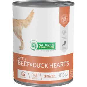 Консервы для собак Nature's Protection with Beef&amp;Duck Hearts 800 г (KIK45605)