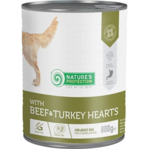 Консервы для собак Nature's Protection with Beef&amp;Turkey Hearts 800 г (KIK45604)