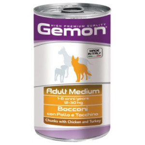 Консервы для собак Gemon Dog Wet Medium Adult кусочки с курицей и индейкой 1.25 кг (8009470387927)