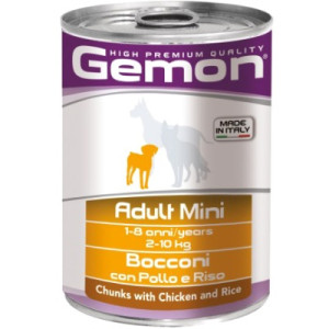 Консервы для собак Gemon Dog Wet Mini Adult кусочки с курицей и рисом 415 г (8009470387873)