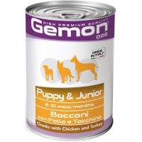 Консервы для собак Gemon Dog Wet Puppy&Junior кусочки с курицей и индейкой 415 г (8009470387866)