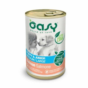 Консервы для собак OASY One Protein Formula Puppy &amp; Junior Medium/Large с лососем 400 г (8053017344508)