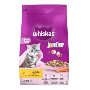 Сухой корм для кошек Whiskas Junior с курицей 300 г (5900951304378/5900951355936)