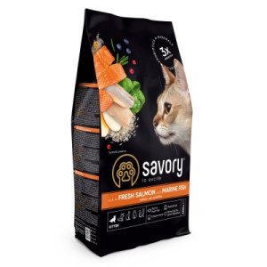 Сухий корм для кішок Savory Kitten rich in Fresh Salmon with Marine Fish 400 г (4820261921137)