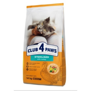 Сухой корм для кошек Club 4 Paws Премиум для стерилизованных с индейкой 14 кг (4820269145009)
