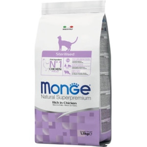 Сухий корм для кішок Monge Cat Sterilised зі смаком курки та лосося 1.5 кг (8009470011938)
