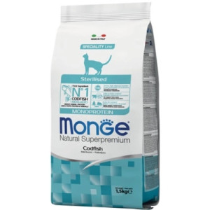Сухий корм для кішок Monge Cat Sterilised з тріскою 1.5 кг (8009470005531)