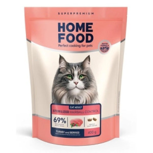 Сухий корм для кішок Home Food Hairball control For sterilised з індичкою та ягодами 400 г (4820290090026)