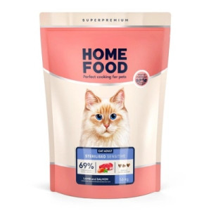 Сухий корм для кішок Home Food With sensitive digestion з ягням та лососем 1.6 кг (4820235020224)