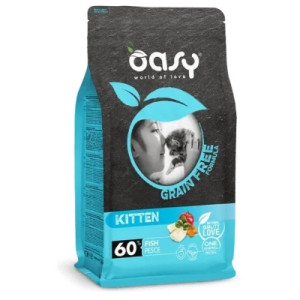 Сухий корм для кішок OASY CAT Grain Free Kitten з білою рибою, яблуком та гарбузом 300 г (8053017347356)