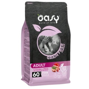 Сухий корм для кішок OASY CAT Grain Free Sterilized з свининою, яблуком та шипшиною 1.5 кг (8054329512418)