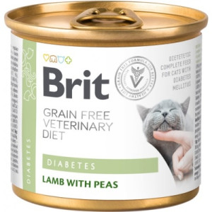 Консерви для котів Brit GF VetDiets Cat Cans Diabetes з ягням і горохом 200 г (8595602549832)